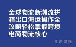 全球物流新潮流：拼箱出口海运操作全攻略，轻松掌握跨境电商物流核心！
