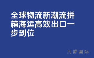 全球物流新潮流：拼箱海运，高效出口一步到位！