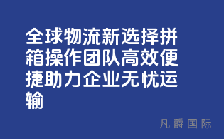 全球物流新选择，拼箱操作团队，高效便捷，助力企业无忧运输！